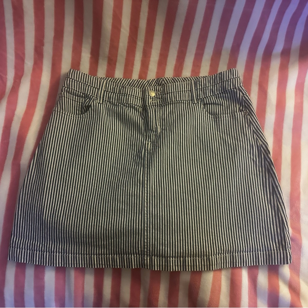 Maurices Blue and White Striped Mini Skirt